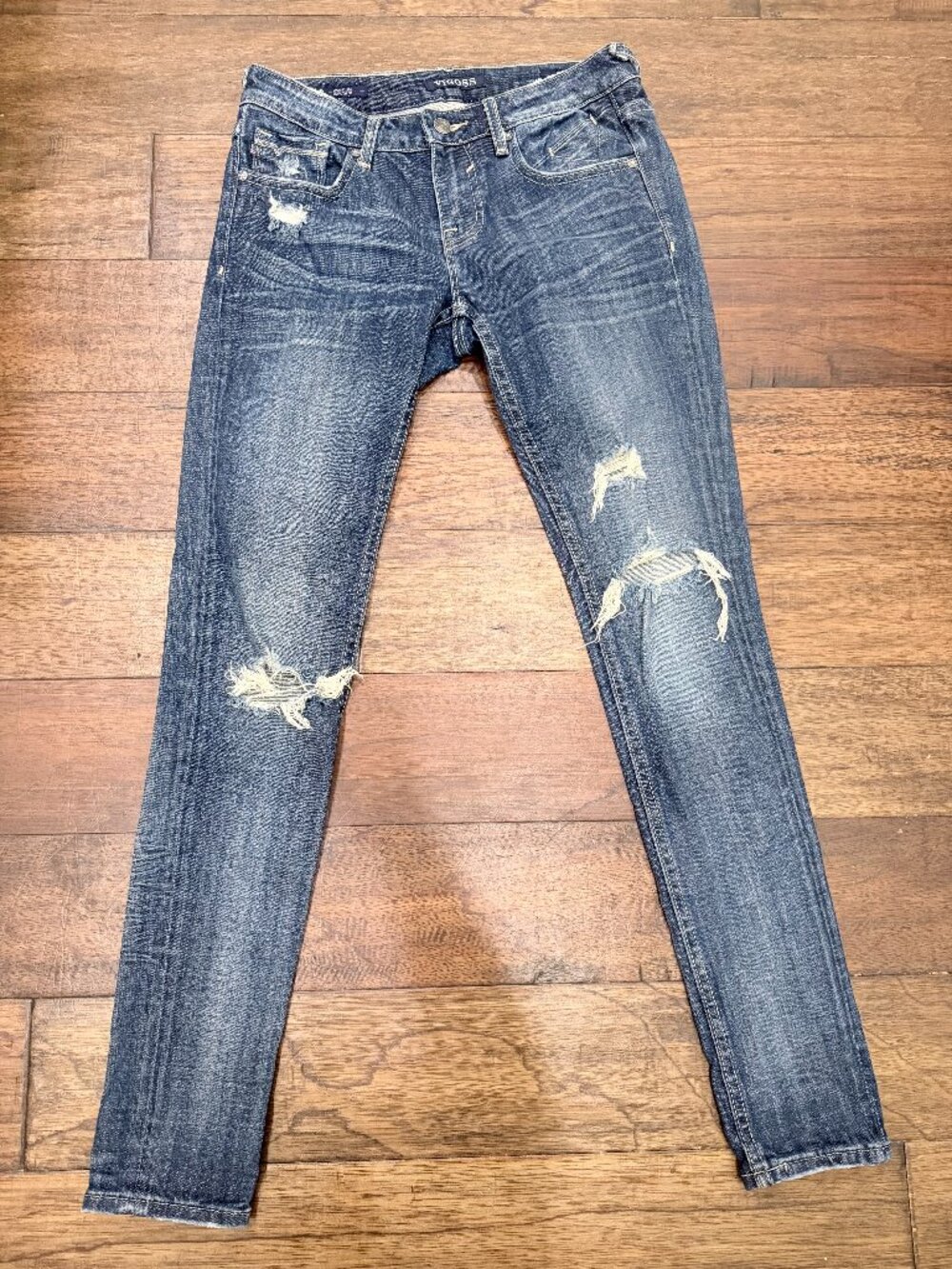Vigoss Skinny Jeans Womens 26x31 Distressed Stretch Denim Ripped Medium Wash